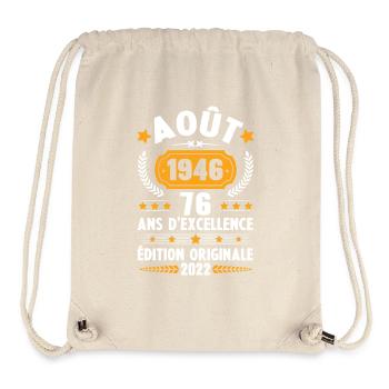 Cadeau D'anniversaire Rétro 76 Ans Août 1946 - Sac à cordon recyclé Stanley/Stella - blanc naturel - Devant
