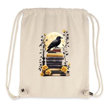Bücherstapel mit Rabe - Stanley/Stella recycelter Gym Bag - Naturweiß - Vorne