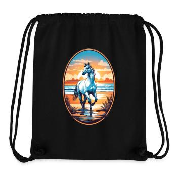 Cheval sur la plage - Sac à cordon recyclé Stanley/Stella - noir - Devant