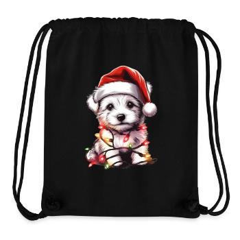 Entzückende Hundeweihnachtsbeleuchtung Weihnachtsmütze - Stanley/Stella recycelter Gym Bag - Schwarz - Vorne