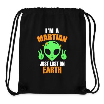 Je suis un Martien juste perdu sur Terre, Humour, Fun, - Sac à cordon recyclé Stanley/Stella - noir - Devant
