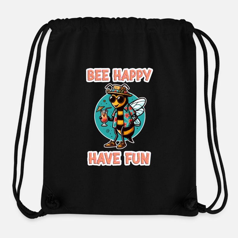 Bee Happy - Amusez-vous 5 - Sac à cordon recyclé Stanley/Stella - noir