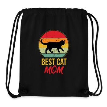 Katzen Mama Katze Katzendame Miau Katzenmama Retro - Stanley/Stella recycelter Gym Bag - Schwarz - Vorne