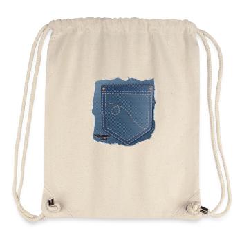 abgerissener Jeans Stoff mit Hosentasche - Stanley/Stella recycelter Gym Bag - Naturweiß - Vorne