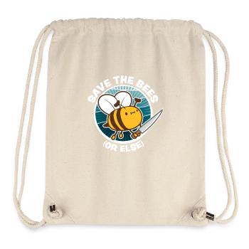 Rettet die Bienen oder sonst Messer Lustig Niedliche Biene Imker - Stanley/Stella recycelter Gym Bag - Naturweiß - Vorne