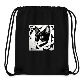 Cat: Cubist Black & White - Stanley/Stella Recycled Gym Bag - black - Front