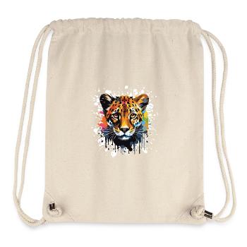 Cheetah Animal Pop Art Head - Stanley/Stella Recycled Gym Bag - natural - Front
