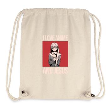 I love anime and Jesus - manga style. - Stanley/Stella Recycled Gym Bag - natural - Front