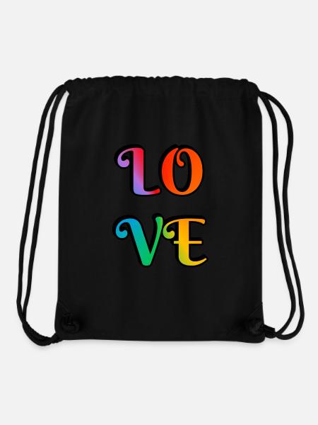 Amour arc-en-ciel rétro - Sac à cordon recyclé Stanley/Stella - noir
