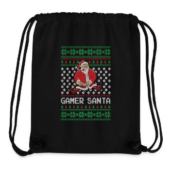 gamer Noël cadeau de Noël de chandail laid - Sac à cordon recyclé Stanley/Stella - noir - Devant