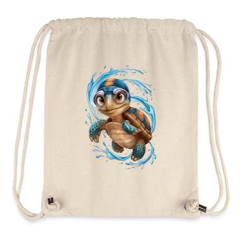 Happy Swimming Turtle! - Stanley/Stella Recycled Gym Bag - natural - Front