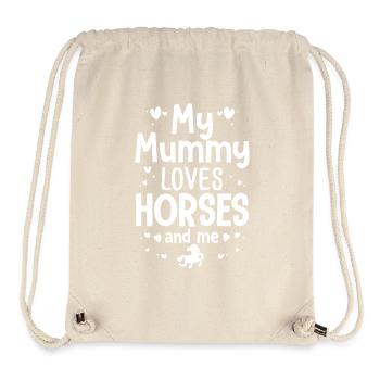 Ma maman aime les chevaux et moi cheval cavalière - Sac à cordon recyclé Stanley/Stella - blanc naturel - Devant