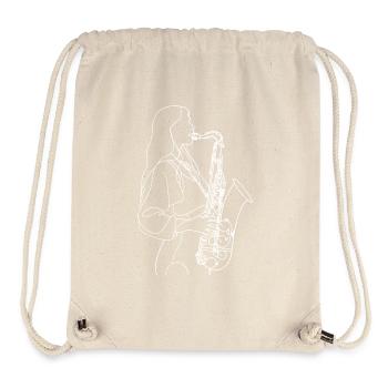 Dessin au trait de saxophoniste féminine - Sac à cordon recyclé Stanley/Stella - blanc naturel - Devant