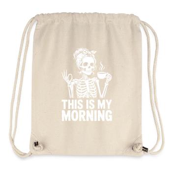 Skeleton Coffee Morning Greeting - Stanley/Stella Recycled Gym Bag - natural - Front