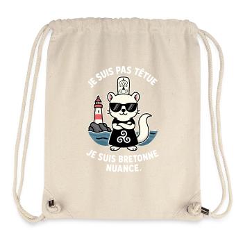Je Suis Pas Têtue Hermine Bretonne Humour Bretagne - Sac à cordon recyclé Stanley/Stella - blanc naturel - Devant