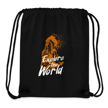 Explore the World Orange Mural with Indian - Stanley/Stella Recycled Gym Bag - black - Front