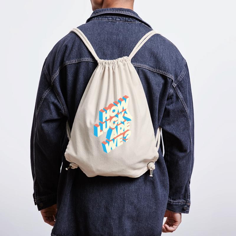 How Lucky Are We? | Retro Typography Statement Stanley/Stella Recycled Gym Bag
