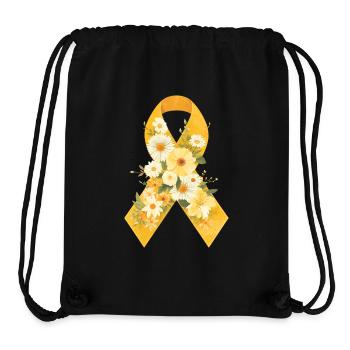 Ruban jaune pour l’endométriose avec motif de fleurs - Sac à cordon recyclé Stanley/Stella - noir - Devant