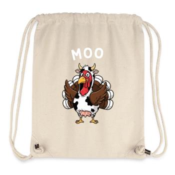 Dinde Moo Drôle Vache de Noël - Sac à cordon recyclé Stanley/Stella - blanc naturel - Devant