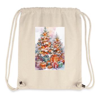Weihnachtsaquarell: Bäume und Pakete - Stanley/Stella recycelter Gym Bag - Naturweiß - Vorne