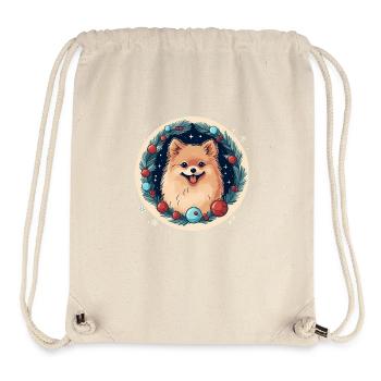 Chien de Poméranie Noël, Chiens d’amour - Sac à cordon recyclé Stanley/Stella - blanc naturel - Devant
