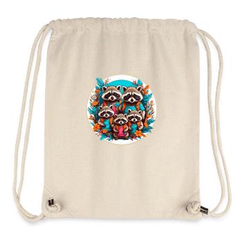 Liebenswerte Waschbärfamilie. Lustige Waschbären - Stanley/Stella recycelter Gym Bag - Naturweiß - Vorne