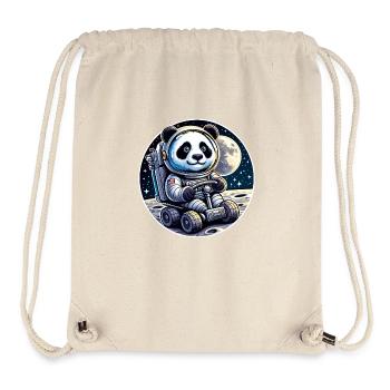 Panda, der ein Mondauto fährt - Stanley/Stella recycelter Gym Bag - Naturweiß - Vorne