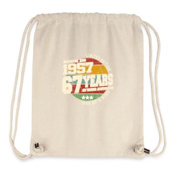 1957 Vintage Retro Classique 67 ans - Sac à cordon recyclé Stanley/Stella - blanc naturel - Devant