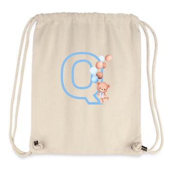 Blue Letter Q Bear - Stanley/Stella Recycled Gym Bag - natural - Front