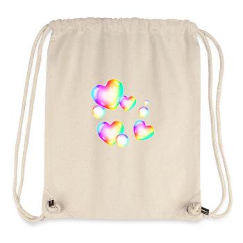 bulles de savon colorées forme coeur - Sac à cordon recyclé Stanley/Stella - blanc naturel - Devant