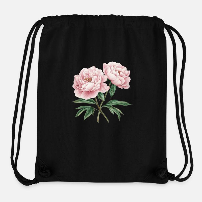 Pivoines - Sac à cordon recyclé Stanley/Stella - noir