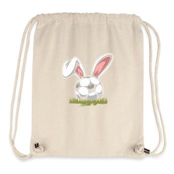 Football avec oreilles de lapin de Pâques - Sac à cordon recyclé Stanley/Stella - blanc naturel - Devant
