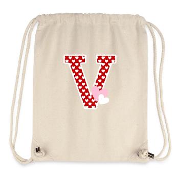 Lettre v cœur - Sac à cordon recyclé Stanley/Stella - blanc naturel - Devant