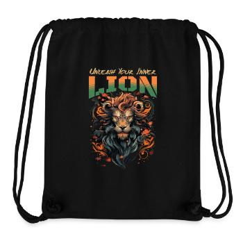 lion, lion head, strong, wild, pride, brave, royal, - Stanley/Stella Recycled Gym Bag - black - Front