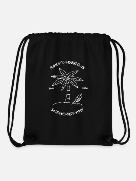 Sunset Chasing Palmen und Surfbrett Design 2024 - Stanley/Stella recycelter Gym Bag - Schwarz