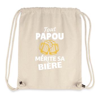 Citation Humoristique Bière et Fête - Sac à cordon recyclé Stanley/Stella - blanc naturel - Devant