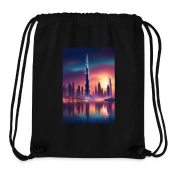 Coucher de soleil sur la ville de Dubaï - Sac à cordon recyclé Stanley/Stella - noir - Devant