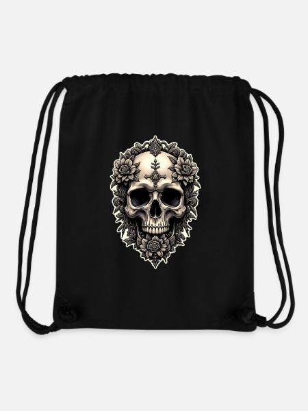 Totenkopf Totenkopf und Blumen Gothic Vintage Rock - Stanley/Stella recycelter Gym Bag - Schwarz