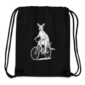 Joey on Bike Kangaroo Illustration - Stanley/Stella Recycled Gym Bag - black - Front