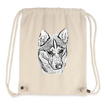Wolf Head Husky Line Drawing Brown Eyes - Stanley/Stella Recycled Gym Bag - natural - Front