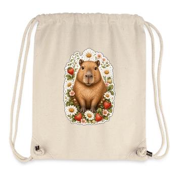 Capybara Fraises Marguerites Amoureuse des animaux - Sac à cordon recyclé Stanley/Stella - blanc naturel - Devant