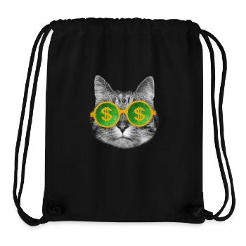 Rich money cat with dollar sign glasses - Stanley/Stella Recycled Gym Bag - black - Front