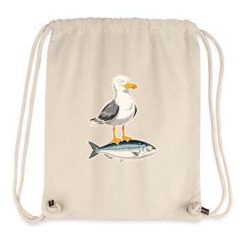 Möwe auf Forelle Cartoon - Stanley/Stella recycelter Gym Bag - Naturweiß - Vorne
