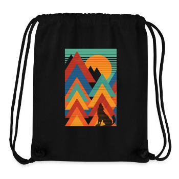 Landschaft (Wolf, Dreiecke) - Stanley/Stella recycelter Gym Bag - Schwarz - Vorne