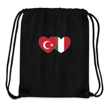 Turkey Italy Flag Heart - Stanley/Stella Recycled Gym Bag - black - Front