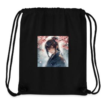 Hanfu sous les cerisiers en fleurs - Sac à cordon recyclé Stanley/Stella - noir - Devant
