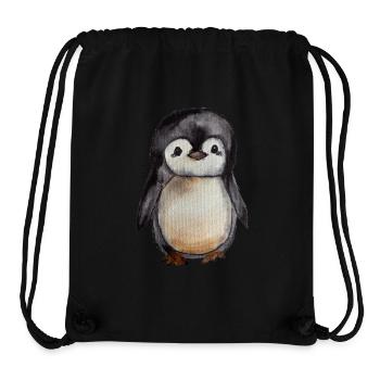 Petit pingouin aquarelle mignon peint à la main - Sac à cordon recyclé Stanley/Stella - noir - Devant
