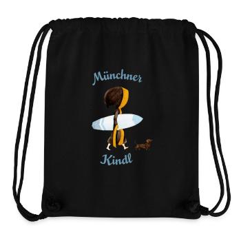 Münchner Kindl mit Surfbrett - Stanley/Stella recycelter Gym Bag - Schwarz - Vorne