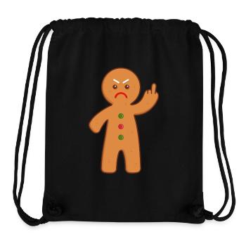 Lebkuchenmann Stinkefinger Mittelfinger - Stanley/Stella recycelter Gym Bag - Schwarz - Vorne