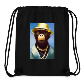 Cool monkey with gold chain - Stanley/Stella Recycled Gym Bag - black - Front
